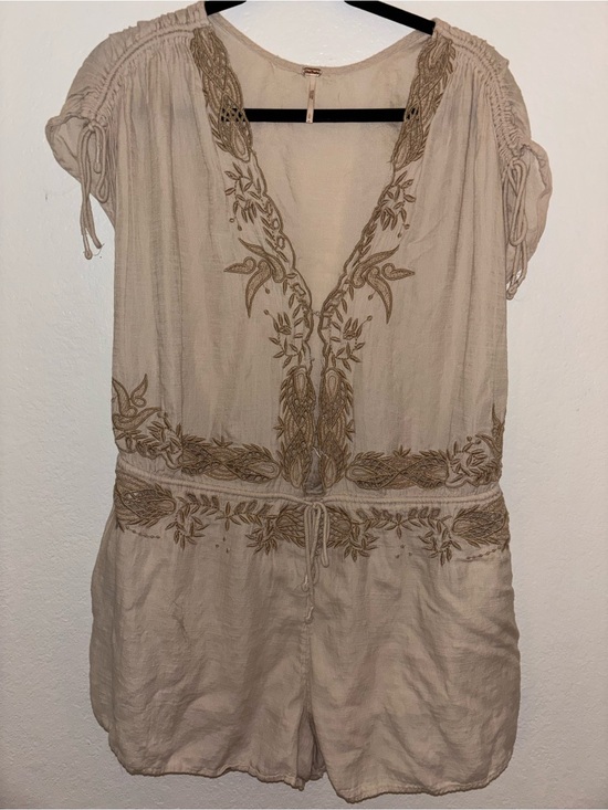 Free People Pants - Free People Embroidered Beige Boho Romper